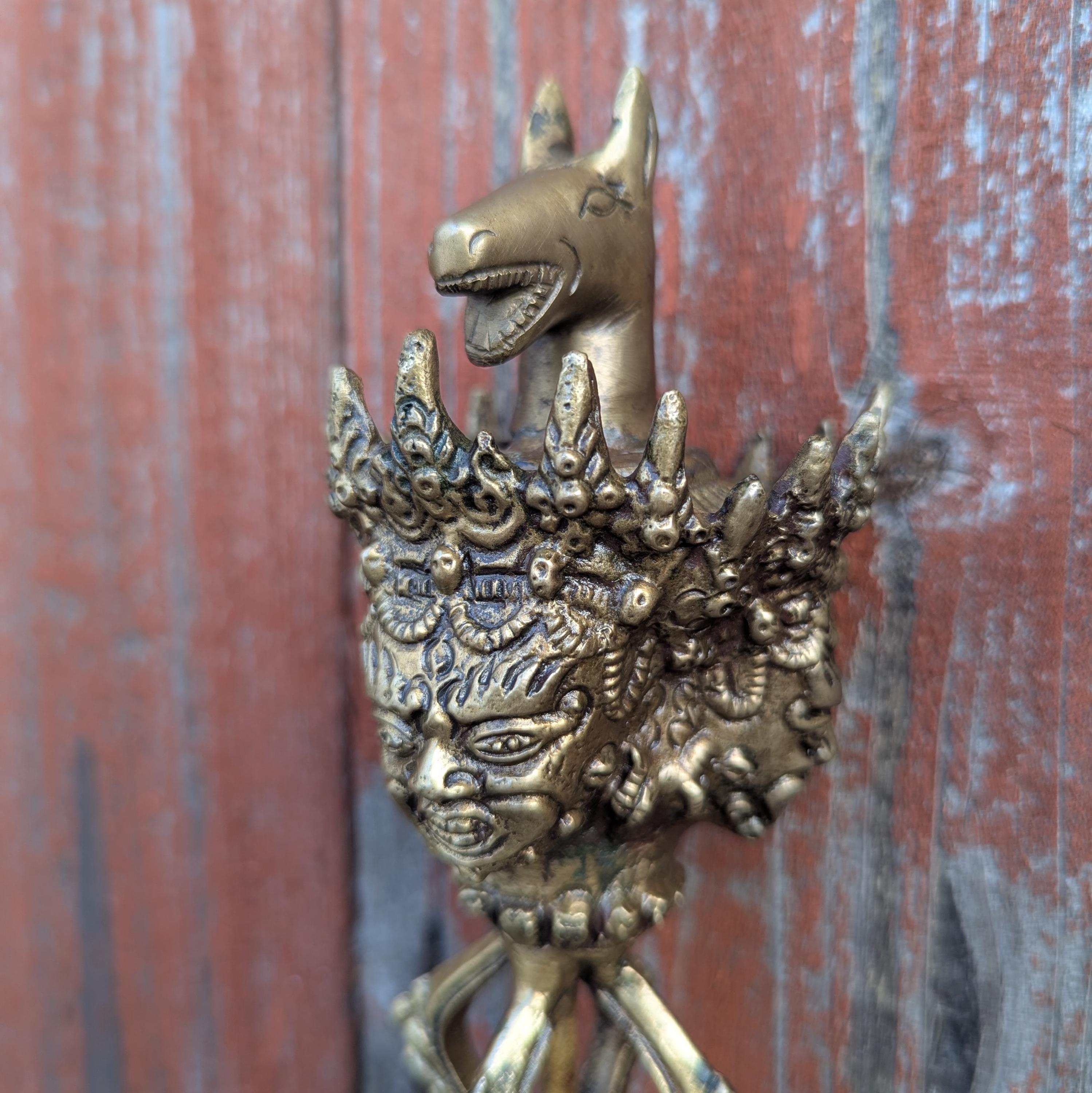Handcrafted Brass Phurba, Himalayan unique art tool, Tibetan Ritual Kila Dagger for Meditation & Protection. (BBR3)