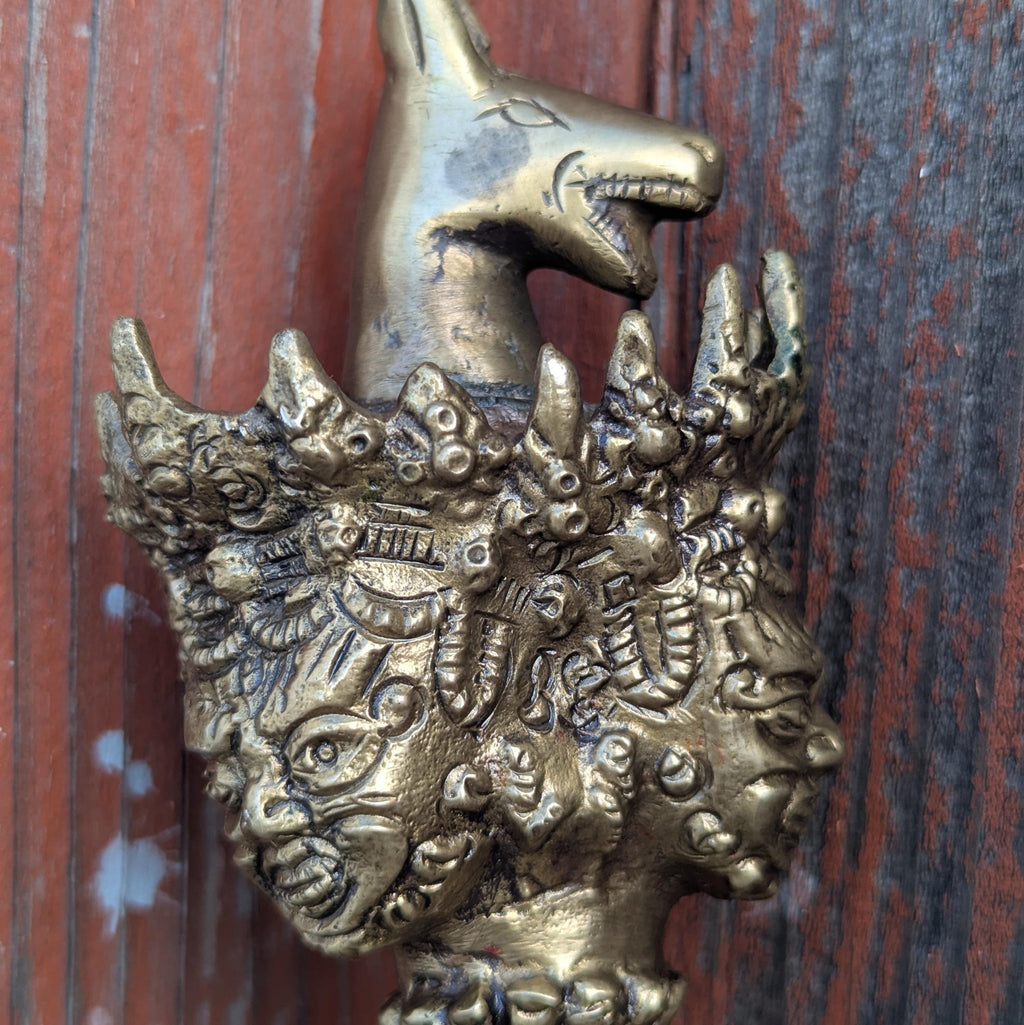 Handcrafted Brass Phurba, Himalayan unique art tool, Tibetan Ritual Kila Dagger for Meditation & Protection. (BBR3)