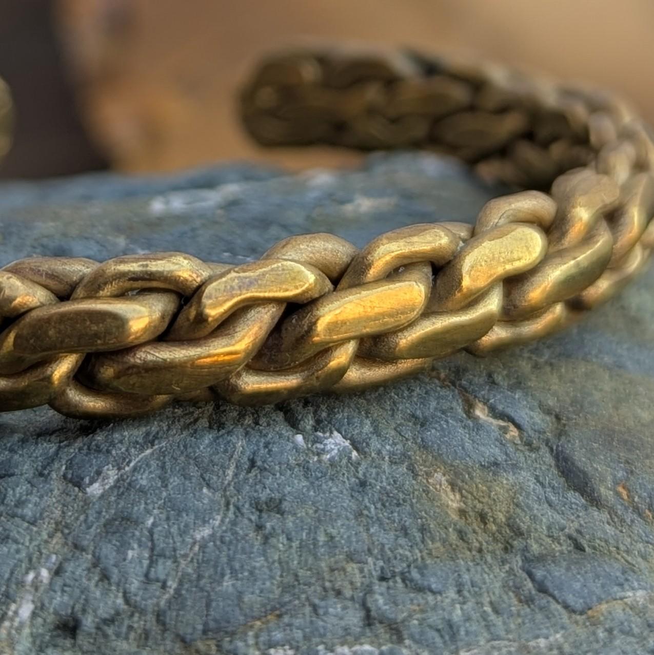 Handmade Braided Copper or Brass Cuff Bracelet – Ethnic Himalayan Jewelry (7.5 inches) CB-139