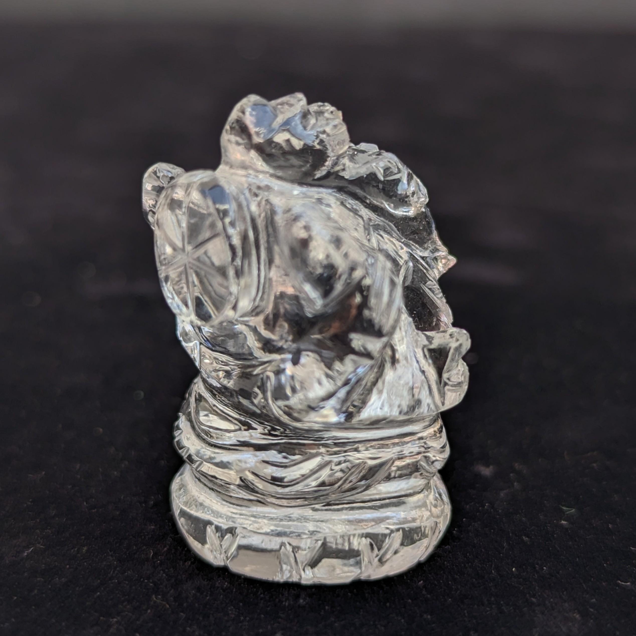 Hand-Carved Himalayan Quartz Ganesh Statue, Spiritual Home Decor, Nepal Crystal Ganesha (1.5" H)