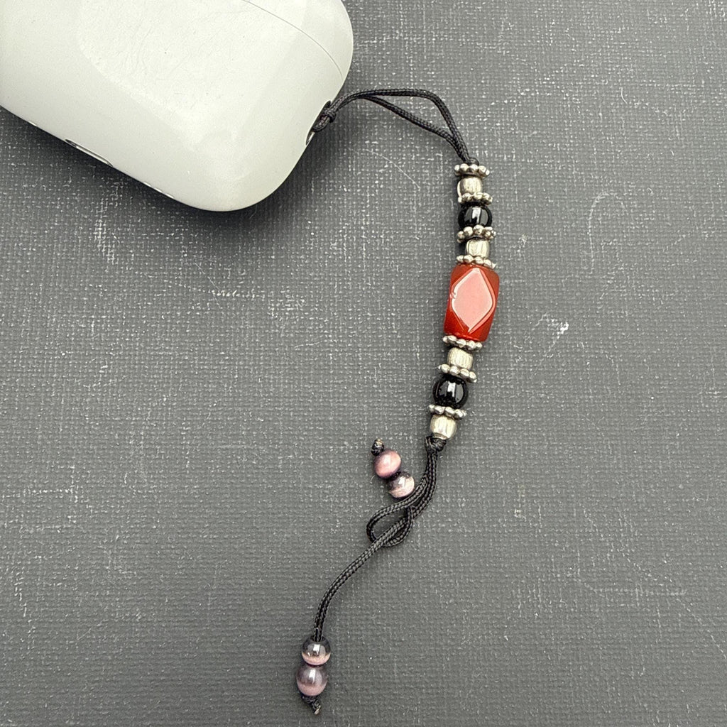 Crystal Beaded Dorjee Amulet for Phone, Car, Keychain: 6 Inch Handmade Accessory P7-66