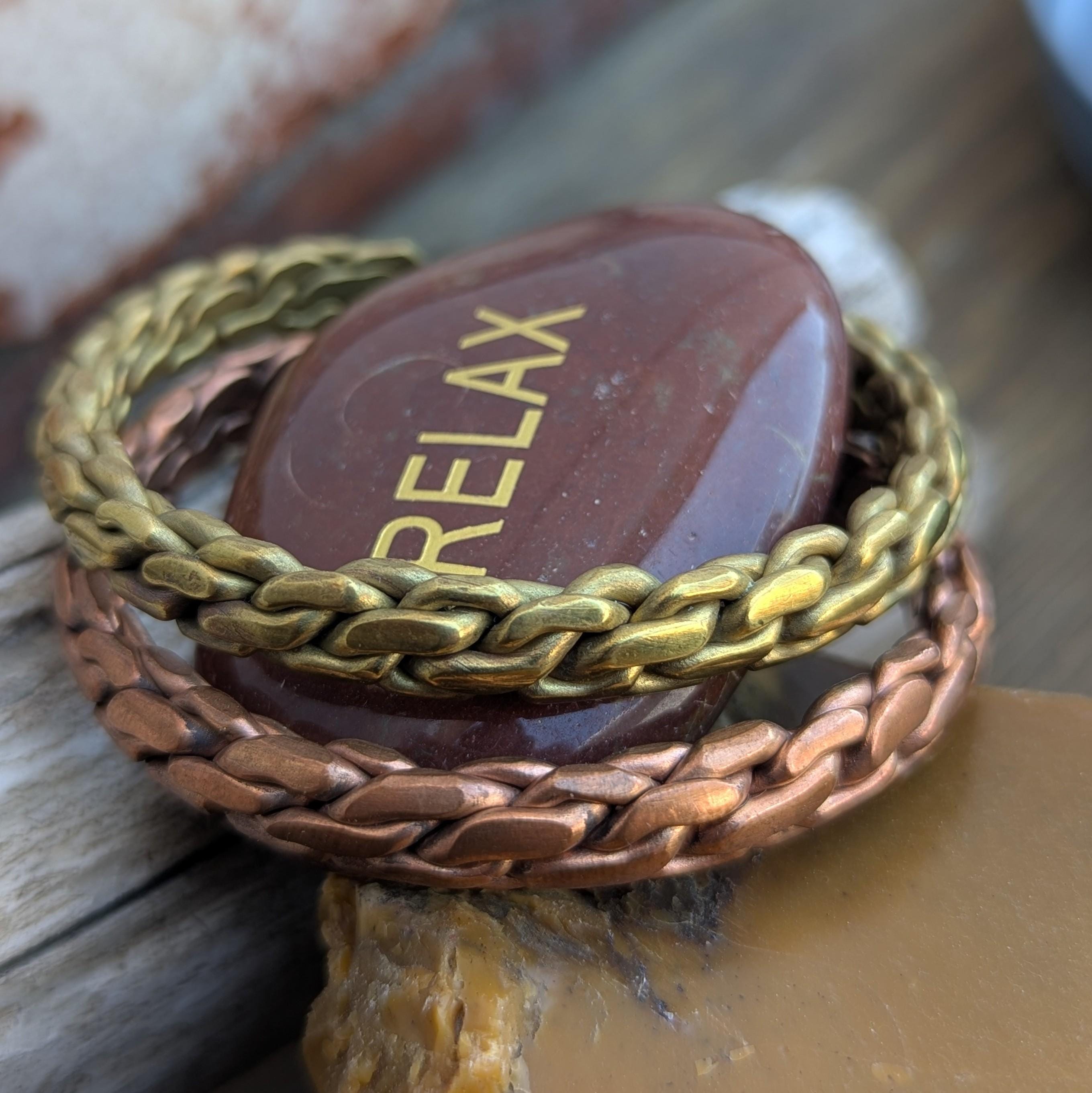 Handmade Braided Copper or Brass Cuff Bracelet – Ethnic Himalayan Jewelry (7.5 inches) CB-139
