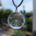 Himalayan Quartz Pendant—Flower of life/Nautical star Symbol: Sterling Silver, High-Altitude Clarity, (P7-67C)