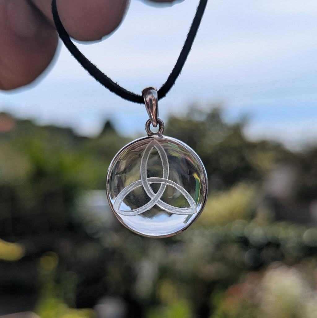 Himalayan Quartz Pendant – Sterling Silver Flower of Life Charm