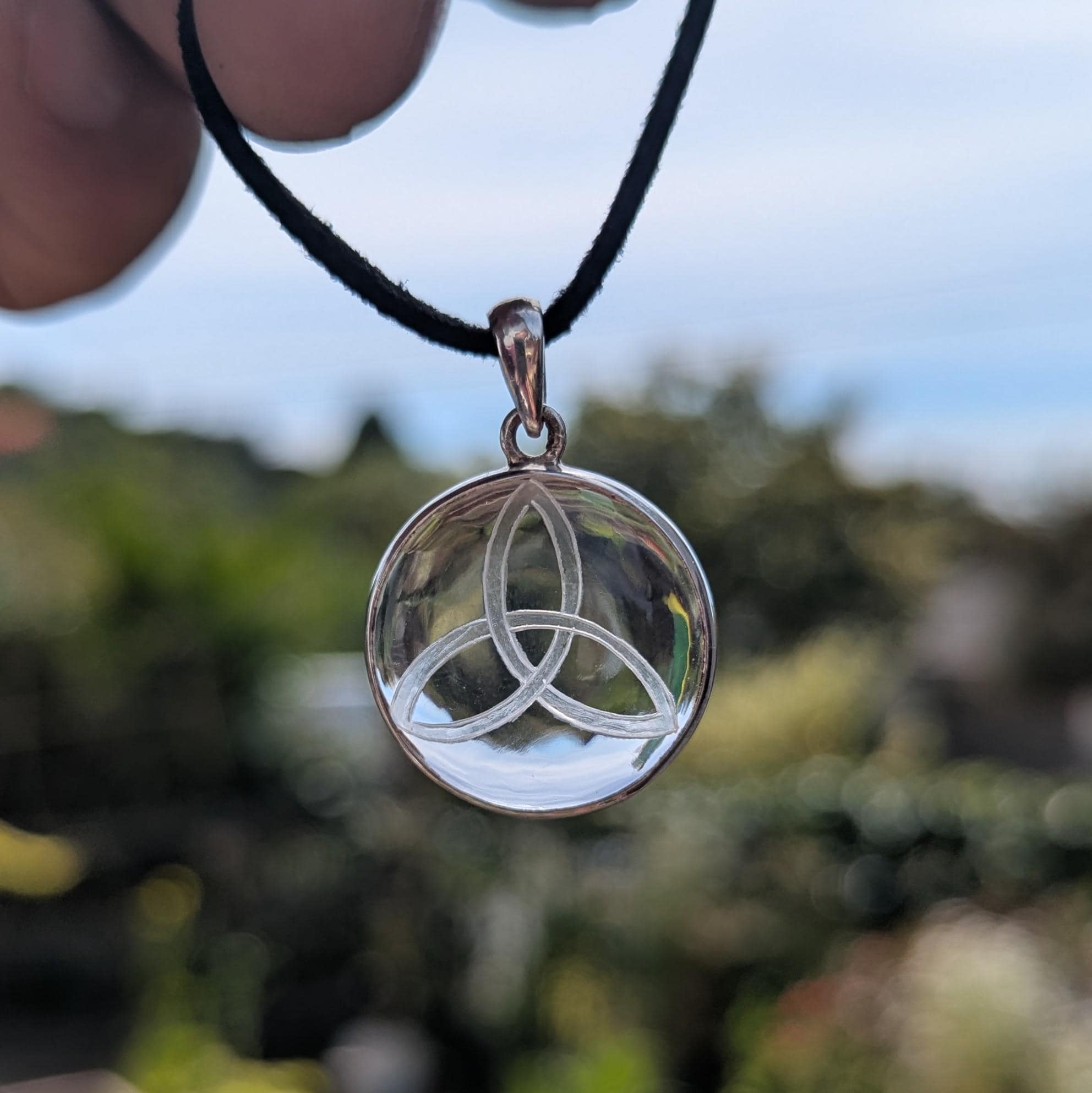 Himalayan Quartz Pendant – Sterling Silver Flower of Life Charm