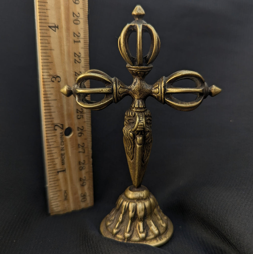Brass small standing Dorje Tibetan Ritual Object, Buddhist Meditation Symbol (BBR3)