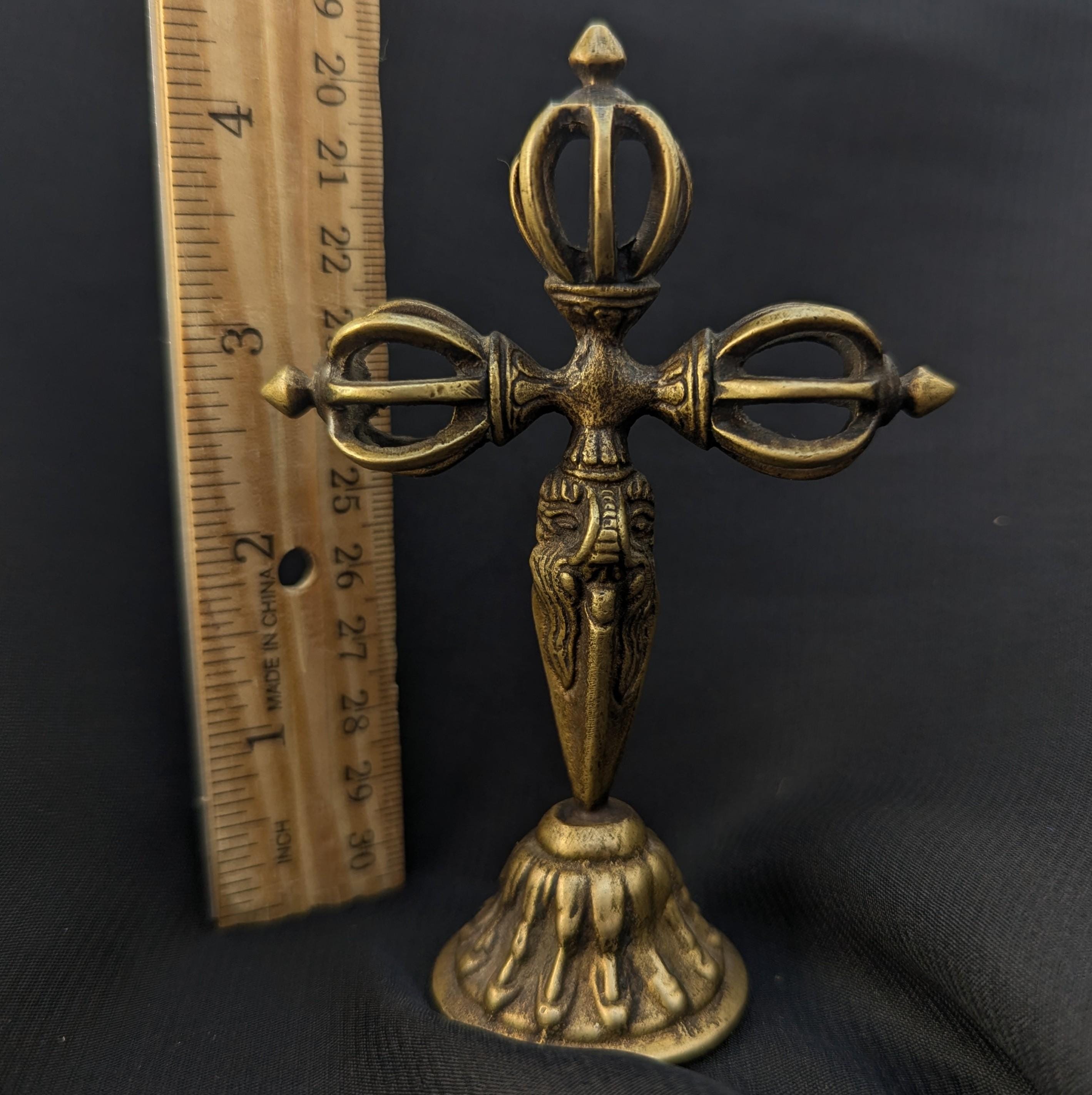 Brass small standing Dorje Tibetan Ritual Object, Buddhist Meditation Symbol (BBR3)
