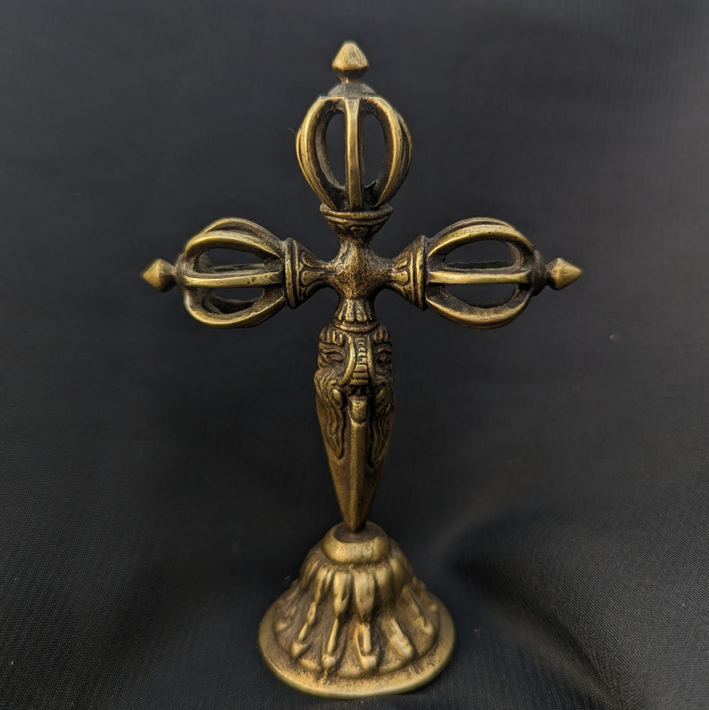 Brass small standing Dorje Tibetan Ritual Object, Buddhist Meditation Symbol (BBR3)