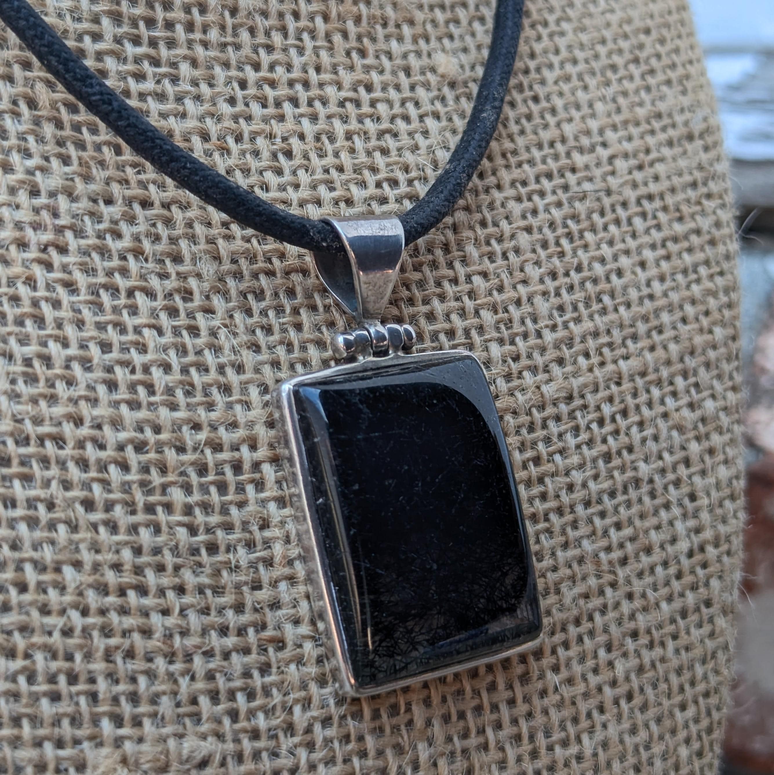 Vintage sterling silver pendant collection with black rutilated quartz and ruby gemstone (p7-055)