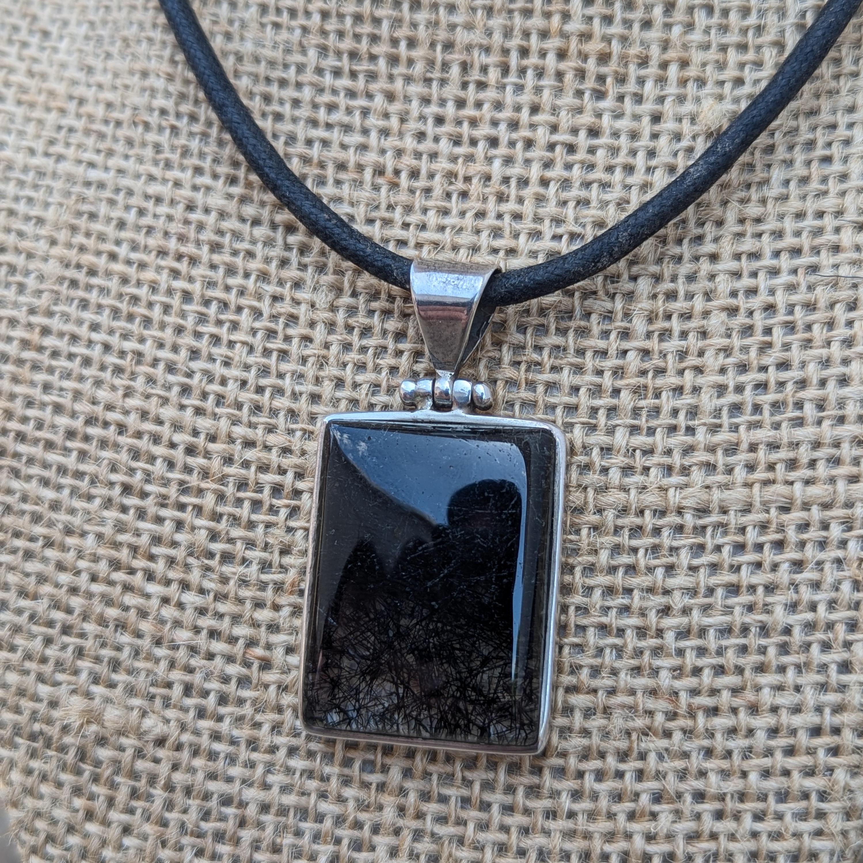 Vintage sterling silver pendant collection with black rutilated quartz and ruby gemstone (p7-055)
